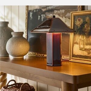 Threshold Studio McGee Ceramic Table Lamp Base Maroon Brown E12